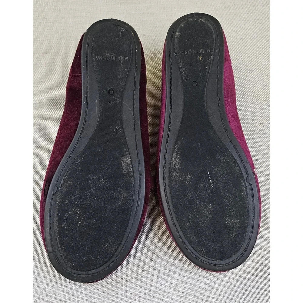 Comfort Cove Velvet Ballet Flats Women's‎ Size 8 Bow Maroon Dark Red Shoes